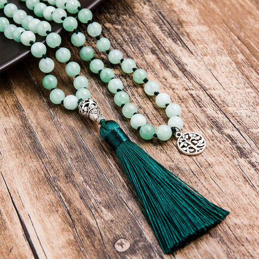 Collier Mala Premium "Paix Intérieure" en Jade de Birmanie