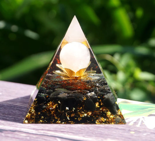 Orgonite "Lotus Divin" en Obsidienne & Quartz Rose