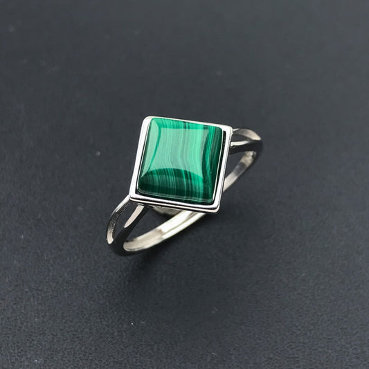 Bague Minimaliste Ajustable en Malachite