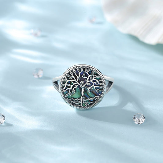 Bague Ajustable "Arbre de Vie" en Nacre