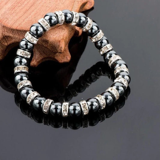 Bracelet «Purification et Vitalité» en Hématites et Cristal autrichien