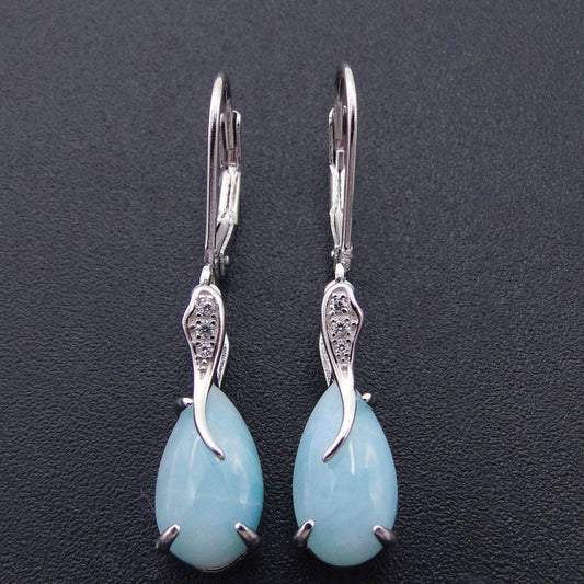 Boucles d'Oreilles en Larimar & Argent