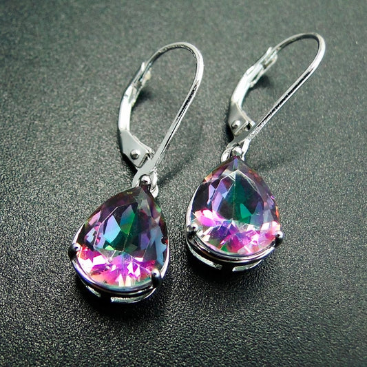 Boucles d'Oreilles en Topaze Mystique Arc-en-Ciel