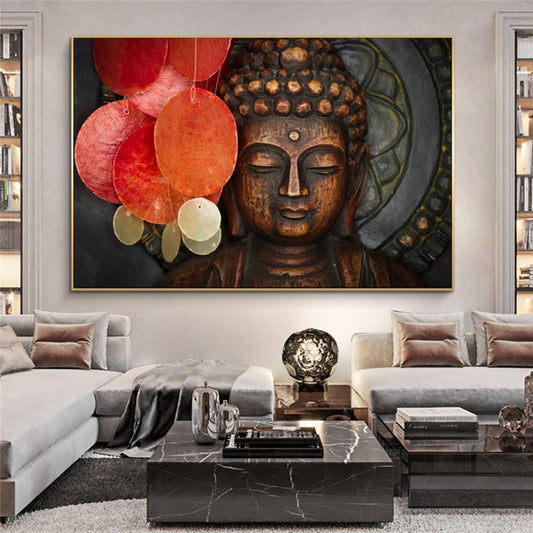 Toile Portrait Bouddha Bronze