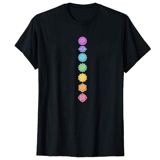 T-shirt col rond en coton bio «Les 7 Chakras». Sa texture est très douce et confortable. Il est très agréable à porter et ce t-shirt se démarque par sa tenue et son aspect premium. Sa coupe féminine mettra en valeur votre silhouette. Le visuel «Les 7 chakras» imprimé sur le devant en fait un t-shirt absolument spirituel et vous donnera un look assurément unique.