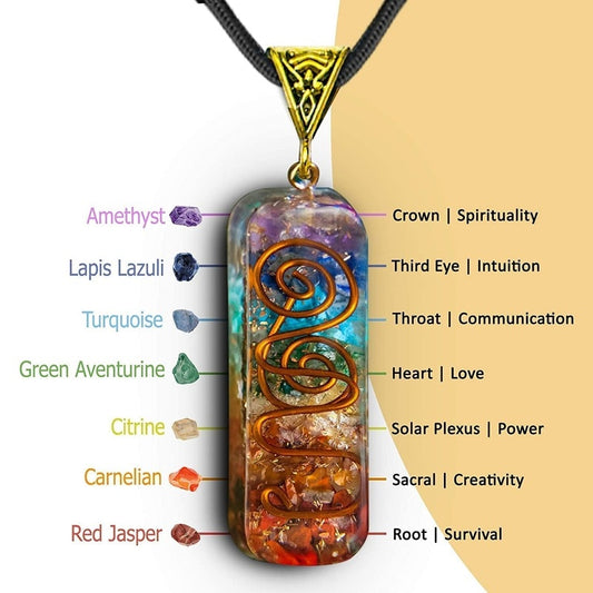 Pendentif Orgonite "Harmonie des 7 Chakras"